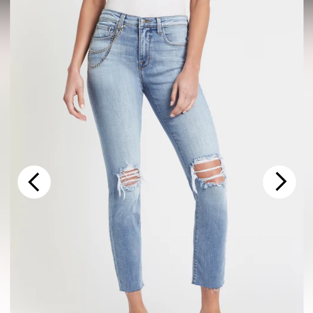 L'AGENCE Luna High Rise Chain + Distressed Skinny Jeans